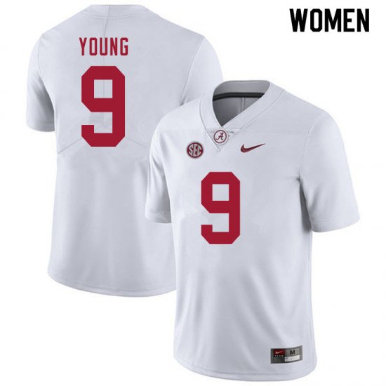 NCAA Women's Alabama Crimson Tide #9 Bryce Young Stitched College 2020 Nike Authentic White Football Jersey VC17K35SD